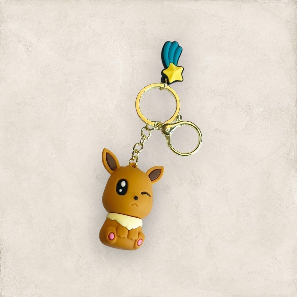 🟢Pokémon Eevee Brown 3D Keychain Bag Accessory
